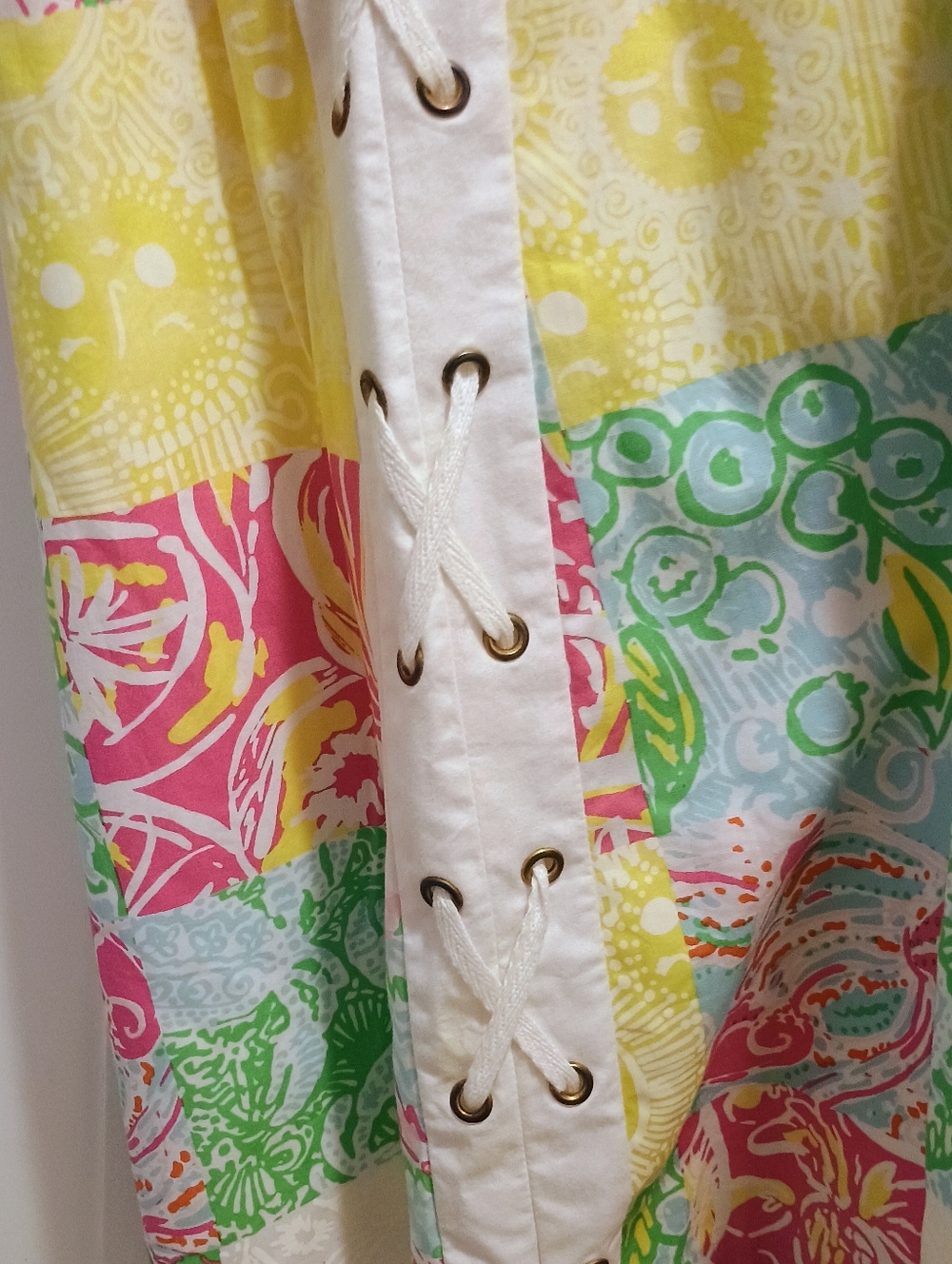 Lilly Pulitzer Delia Patchwork Dress - Sleeveless With Lace up Side Detail - Picture 3 of 4
